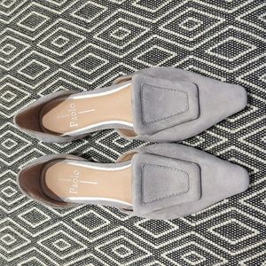 Linea Paolo Pointy Toe Suede Ballet Flats, Lt Grey, Size 5.5